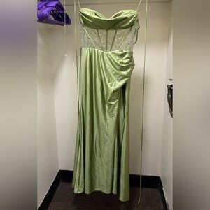 Sage green Amelia Couture Cowl Sequin Embellishment Long Prom Dress BZ020 Size16